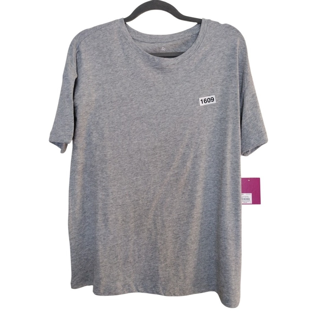 So Favorite Boyfriend Tee Women's Small Grey Heather Shirt Sleeves Oversized